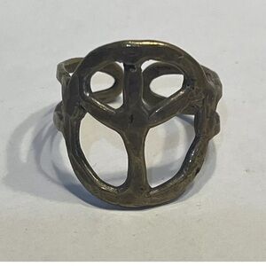 Hammered Gold Tone Peace Ring Size 9 And Above Adjustable